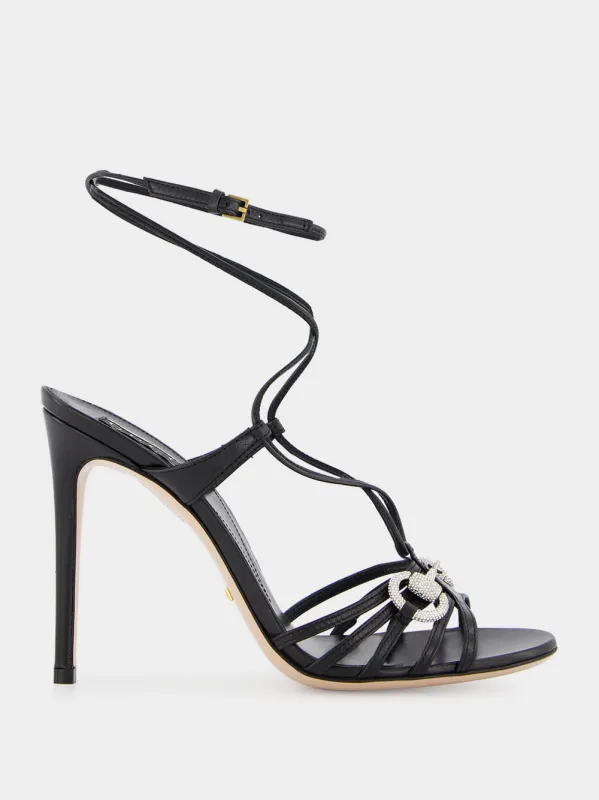 Black Crystal Horsebit 105mm Heels sold by Fashion Clinic