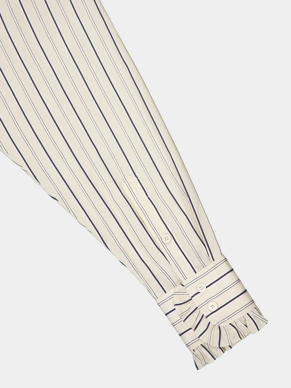 Ruffle Detailed Silk-Blend Striped Shirt sold by Fashion Clinic product image thumbnail 4