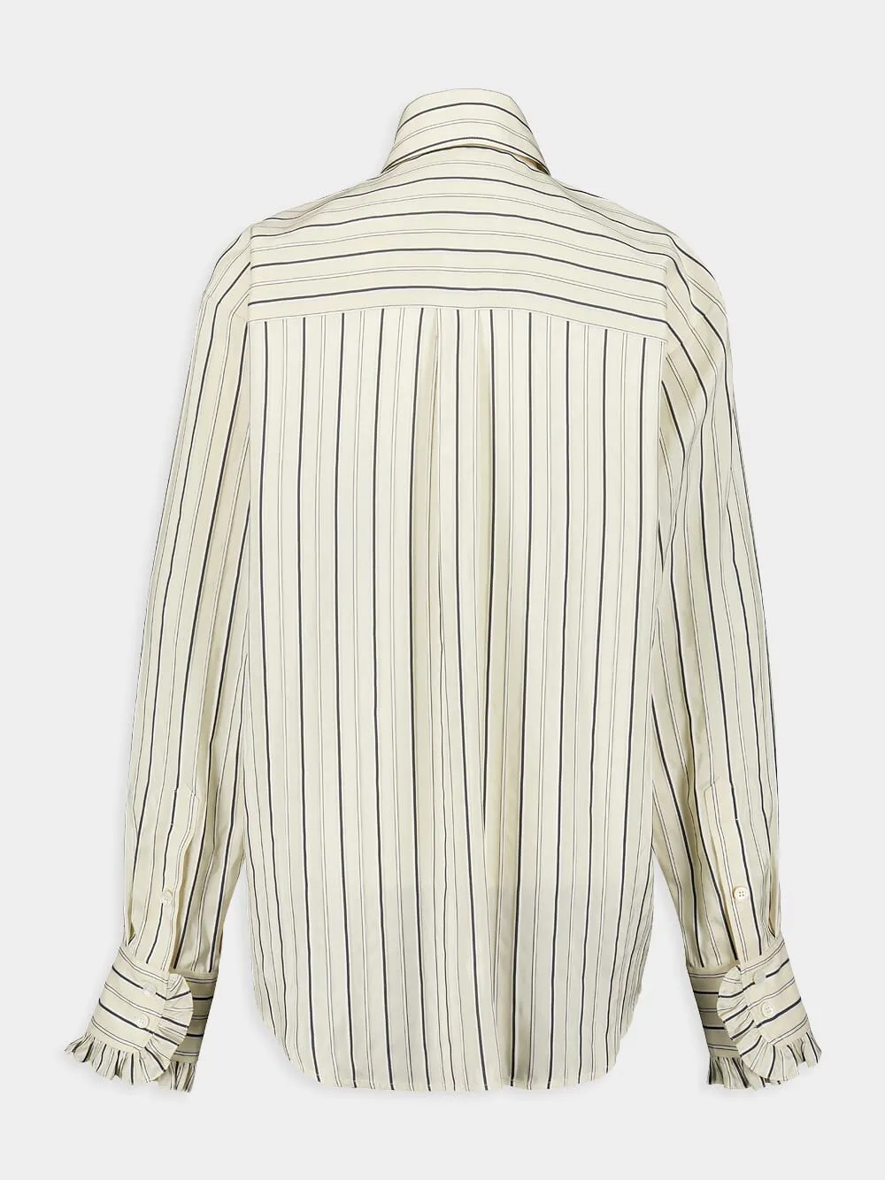 Ruffle Detailed Silk-Blend Striped Shirt sold by Fashion Clinic product image thumbnail 2