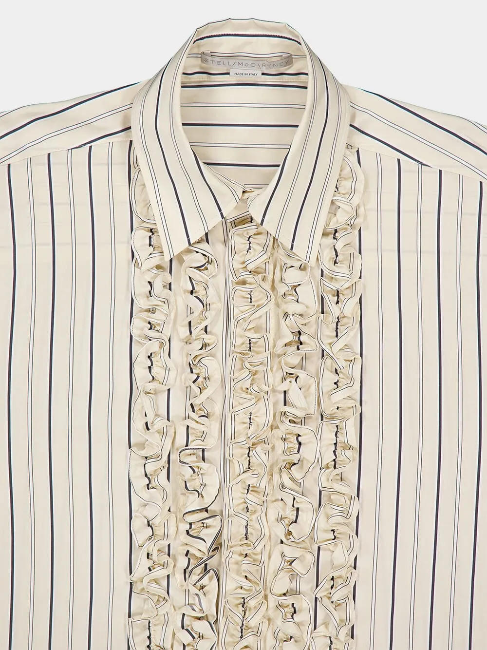 Ruffle Detailed Silk-Blend Striped Shirt sold by Fashion Clinic product image thumbnail 3