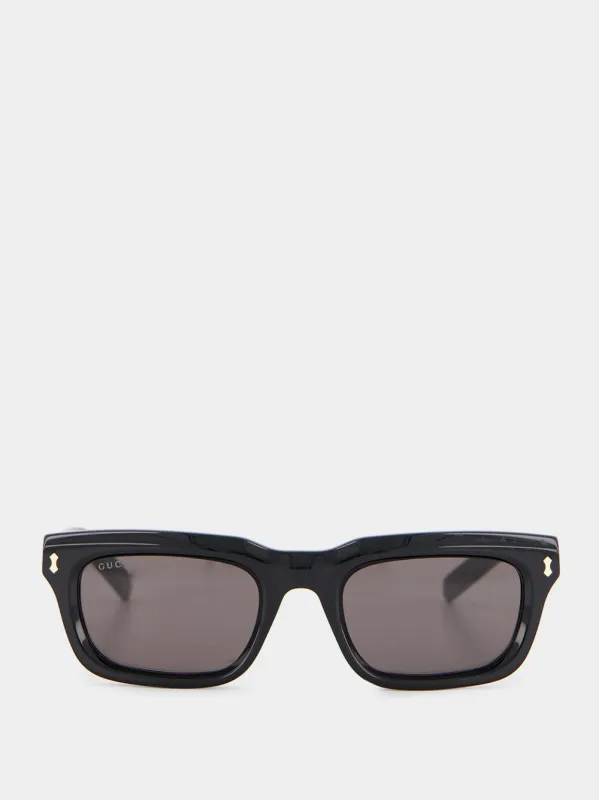 Shiny Black Rectangular Sunglasses sold by Fashion Clinic