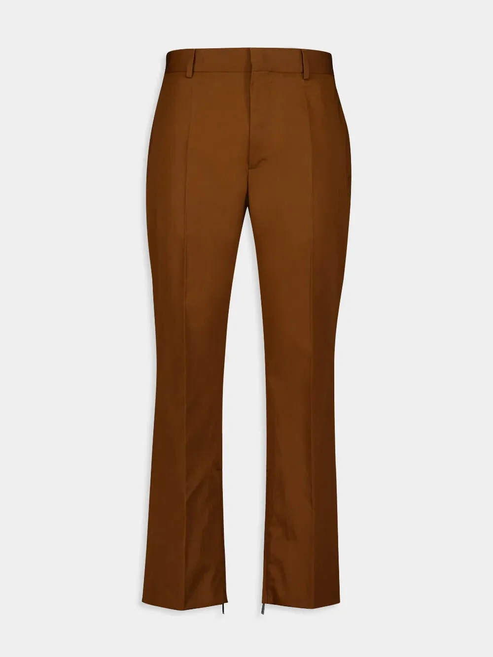 Slim Fit Tobacco Cotton Trousers sold by Fashion Clinic