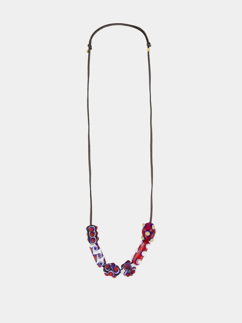 Red and Blue Beatle Beaded Necklace sold by Fashion Clinic
