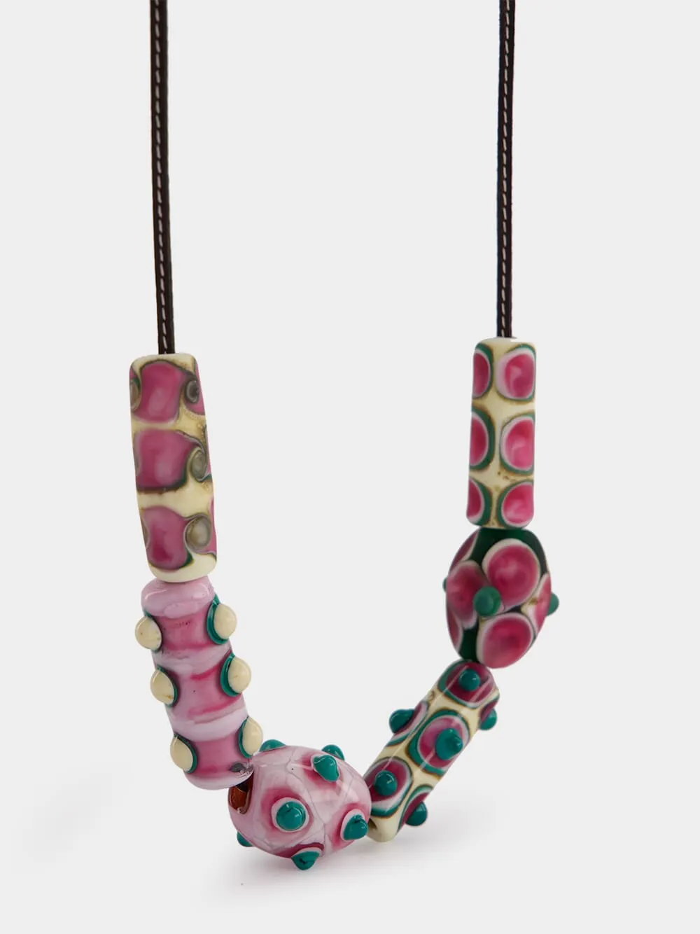 Pink Beatle Beaded Leather Necklace sold by Fashion Clinic product image thumbnail 2
