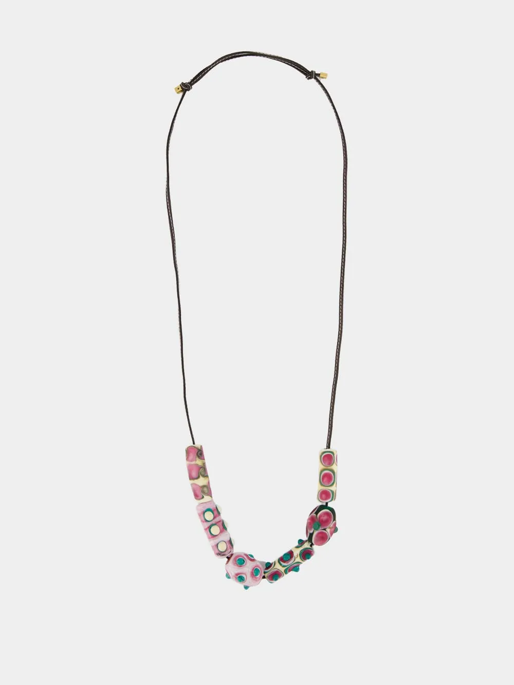 Pink Beatle Beaded Leather Necklace sold by Fashion Clinic