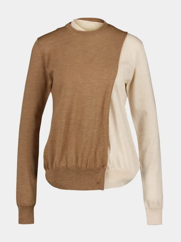 Contrast Panel Wool Sweater sold by Fashion Clinic