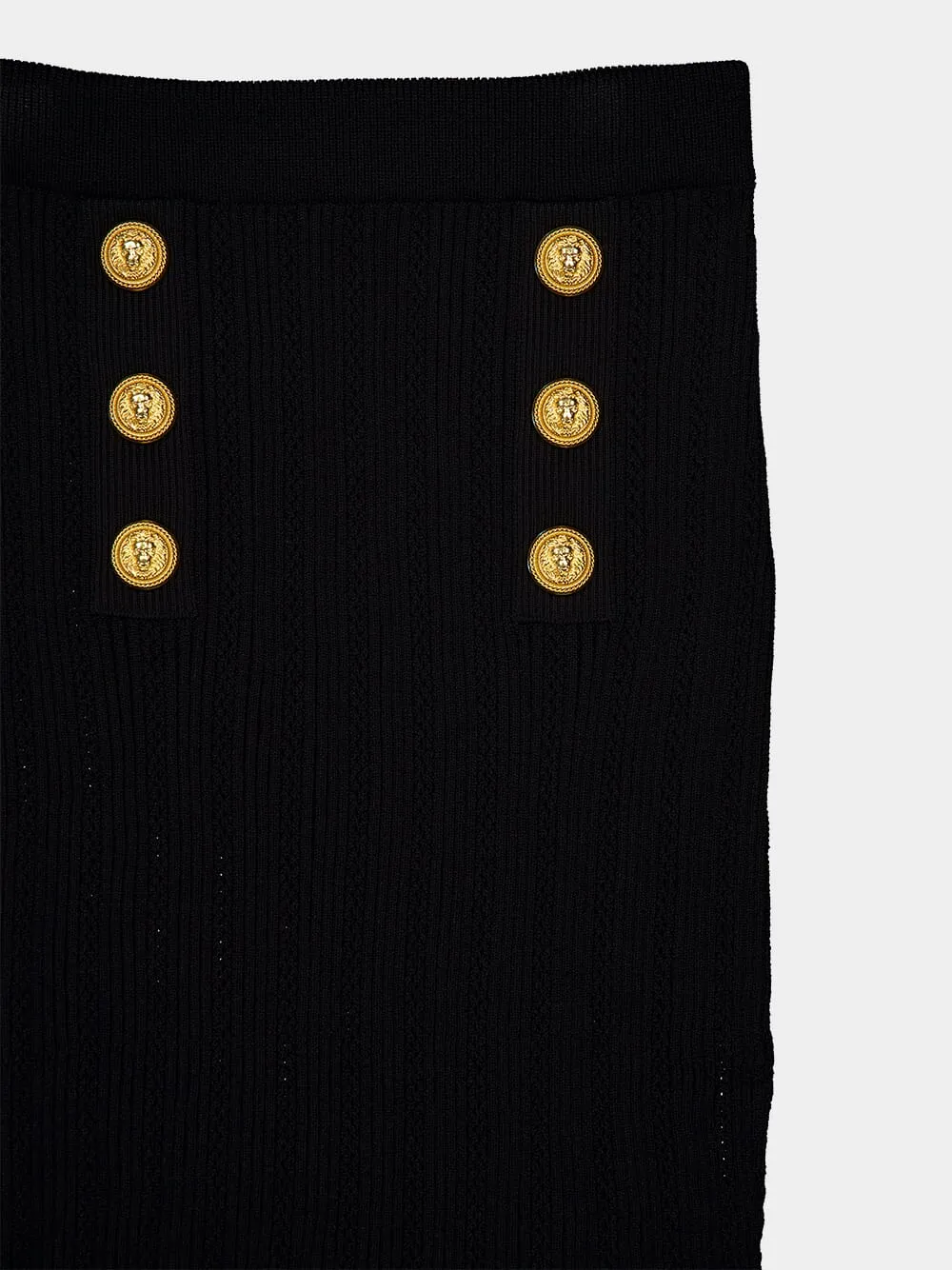 Gold-Buttoned Knit Midi Skirt sold by Fashion Clinic product image thumbnail 3
