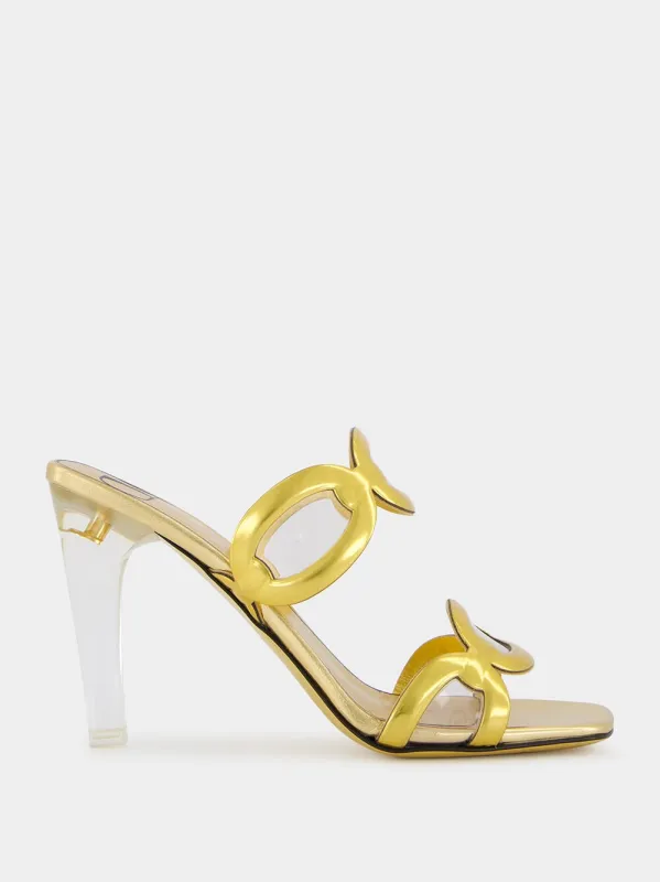Gold-Tone Chain-Link Heels sold by Fashion Clinic