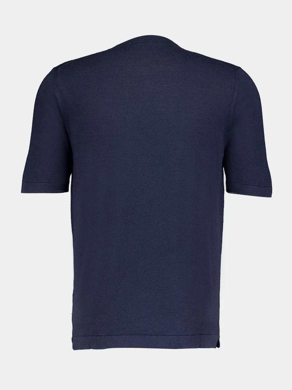 Cotton-Silk Blend Navy T-Shirt sold by Fashion Clinic product image thumbnail 2