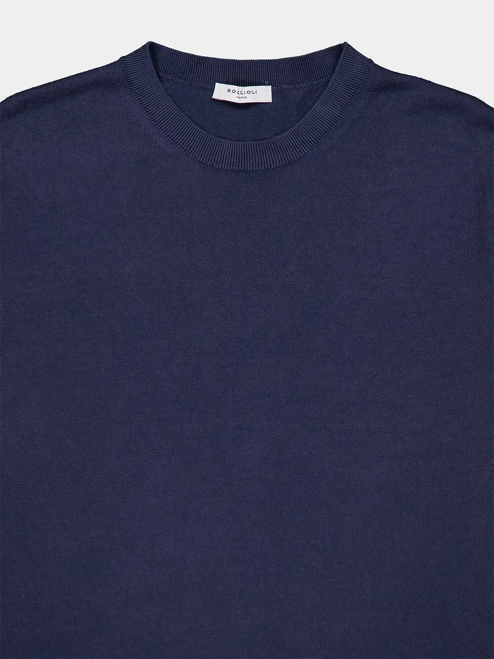 Cotton-Silk Blend Navy T-Shirt sold by Fashion Clinic product image thumbnail 3