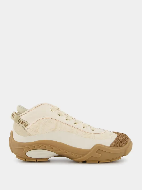 Lab White Fabric Mid-Tops sold by Fashion Clinic