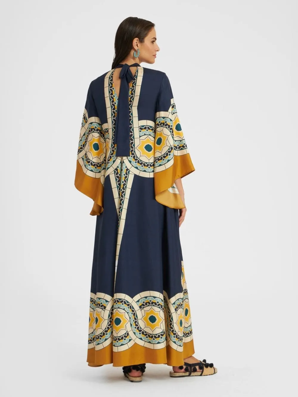 Mudejar Blue Silk Maxi Dress sold by Fashion Clinic product image thumbnail 4