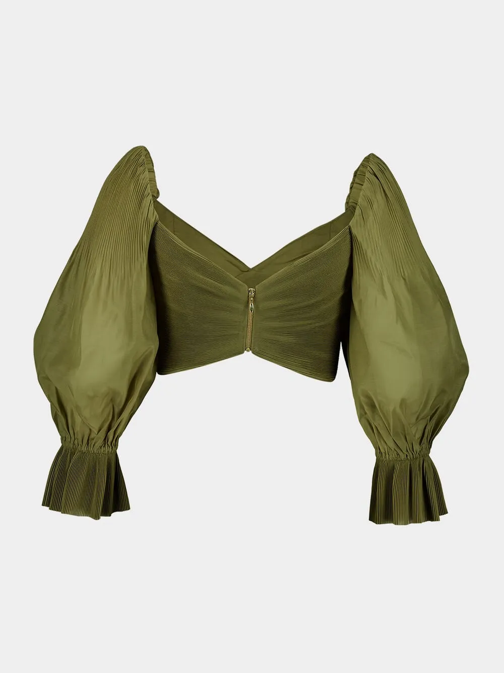 Olive Pleated Crop Bodice sold by Fashion Clinic product image thumbnail 3
