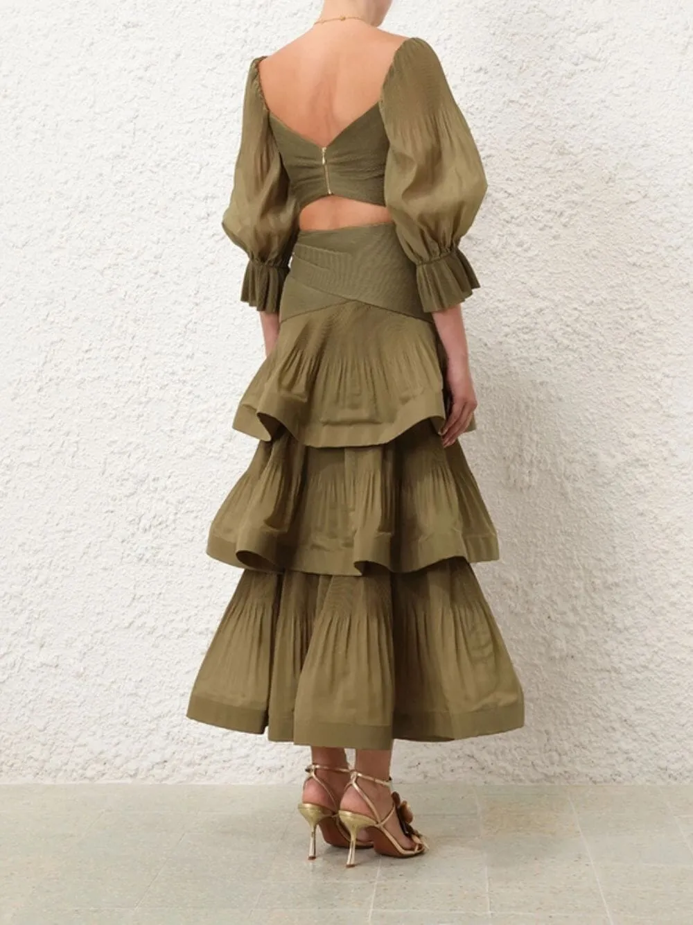 Olive Pleated Crop Bodice sold by Fashion Clinic product image thumbnail 4