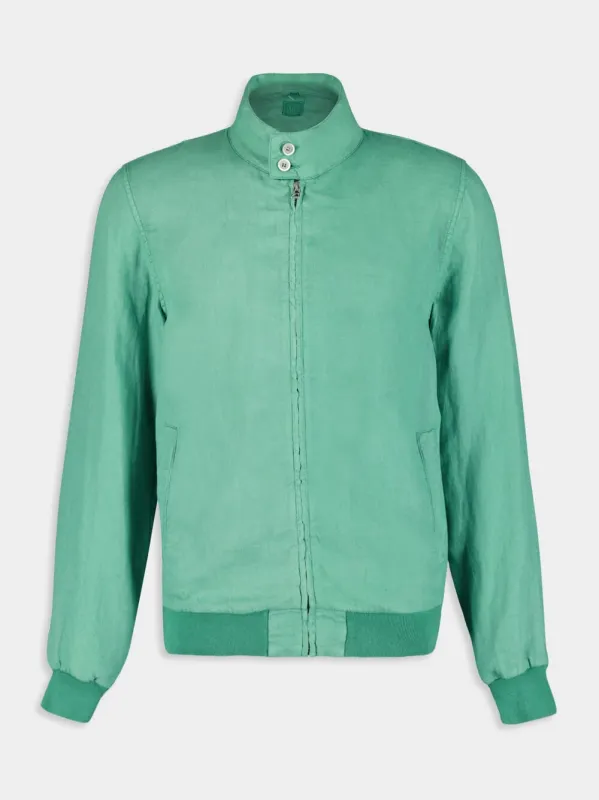 Mint Linen Bomber Jacket sold by Fashion Clinic