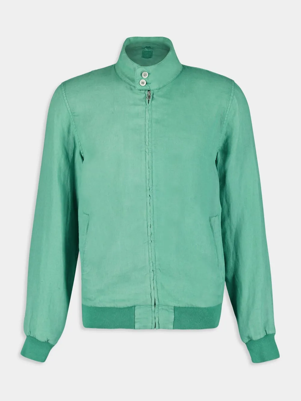 Mint Linen Bomber Jacket sold by Fashion Clinic