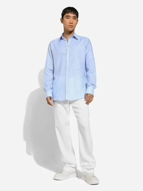 Light Blue Cotton Linen Shirt sold by Fashion Clinic