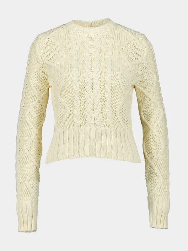 Cream Cable Knit Sweater sold by Fashion Clinic