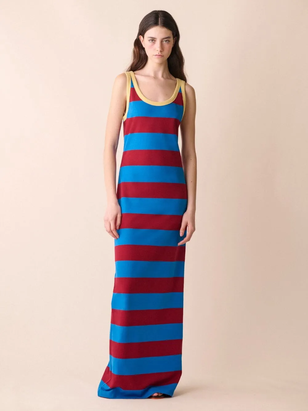 Saiph Striped Tank Top Dress With Embroidered Patch sold by Fashion Clinic