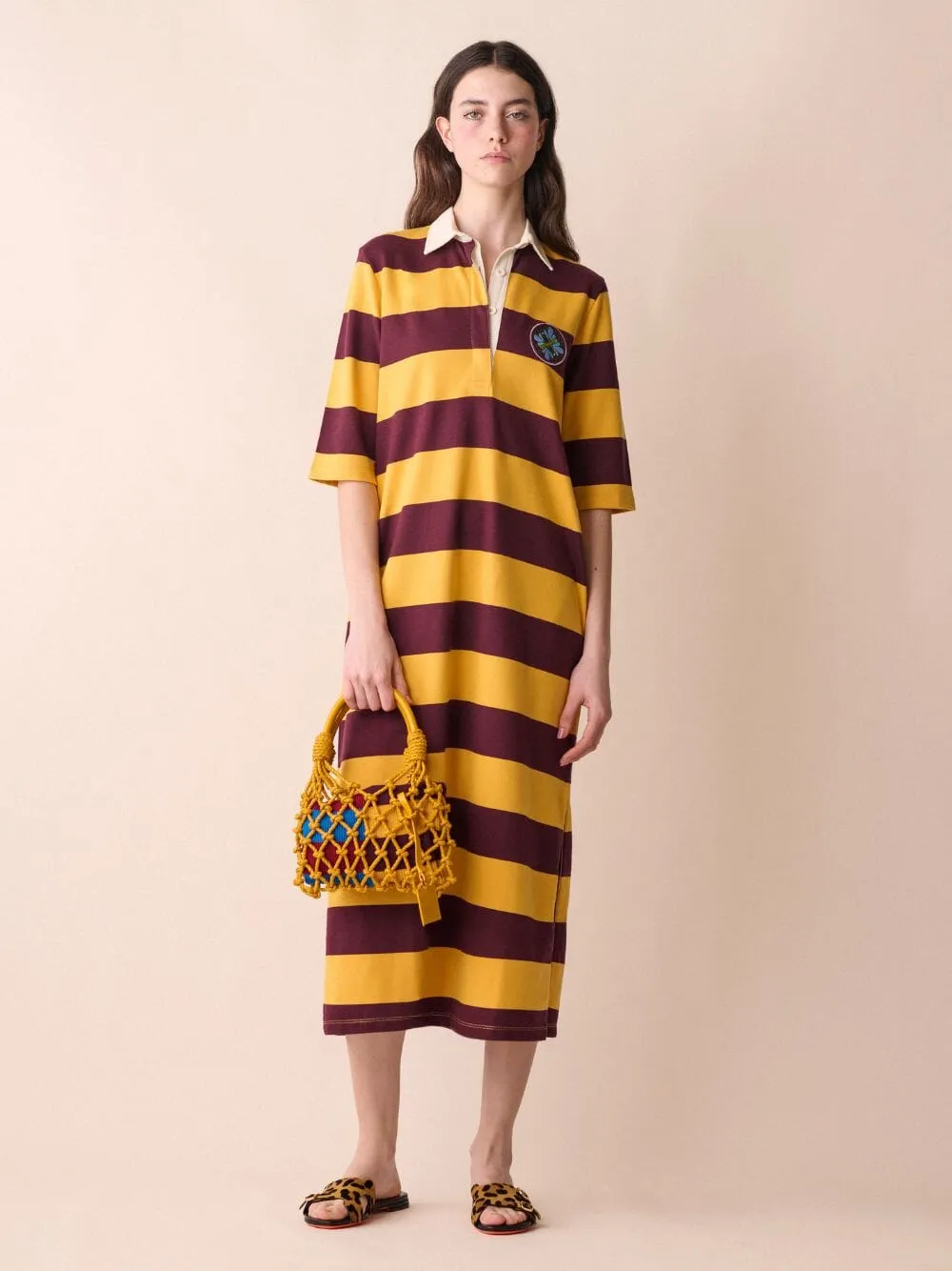Cetus Striped Polo Dress With Embroidered Patch sold by Fashion Clinic