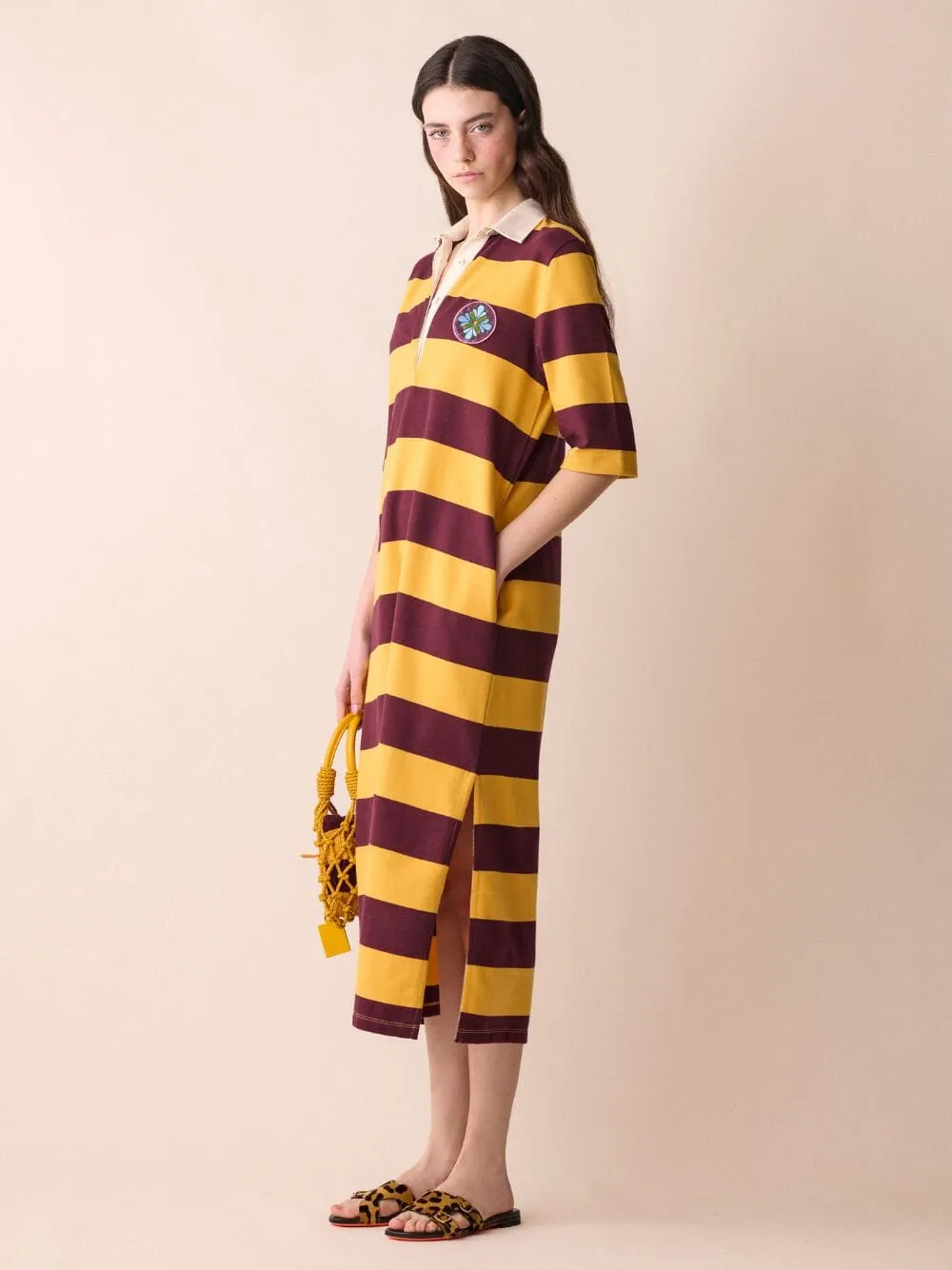 Cetus Striped Polo Dress With Embroidered Patch sold by Fashion Clinic product image thumbnail 5