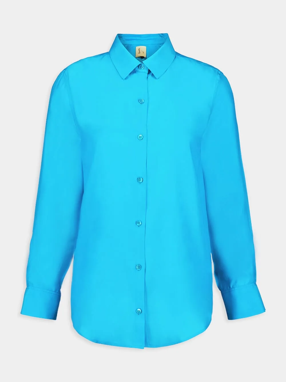 Ametista Blue Silk Satin Matte Shirt sold by Fashion Clinic product image thumbnail 2