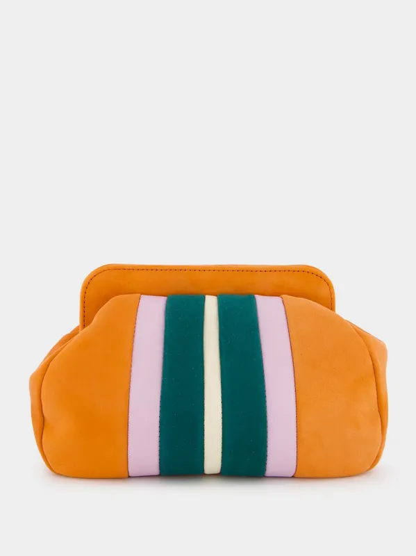 Medine Orange Leather And Suede Clutch sold by Fashion Clinic