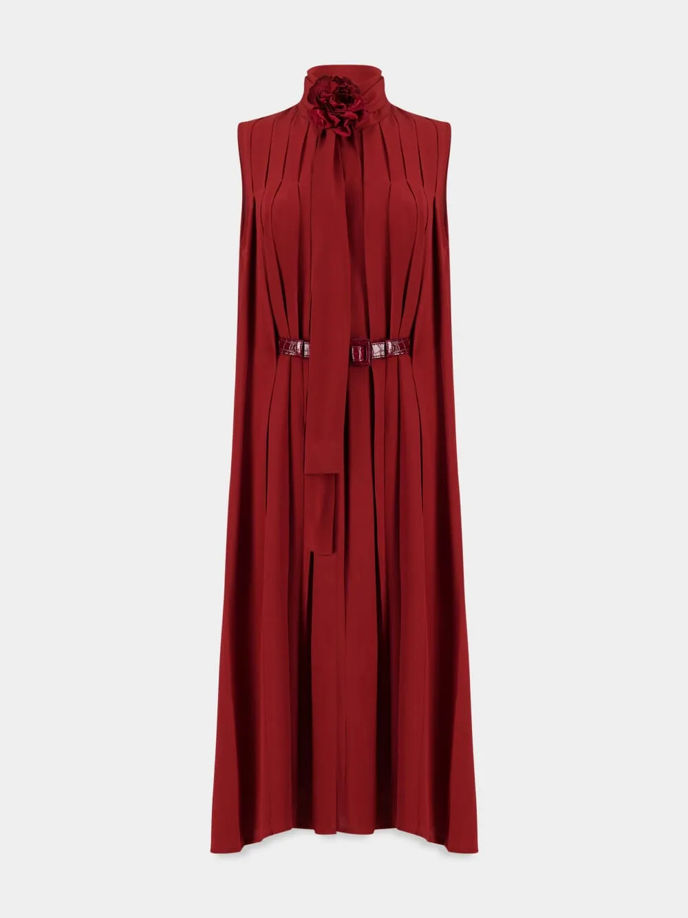 Aquarius Silk Cape Dress with Detachable Flower Broochvelvet sold by Fashion Clinic product image thumbnail 2