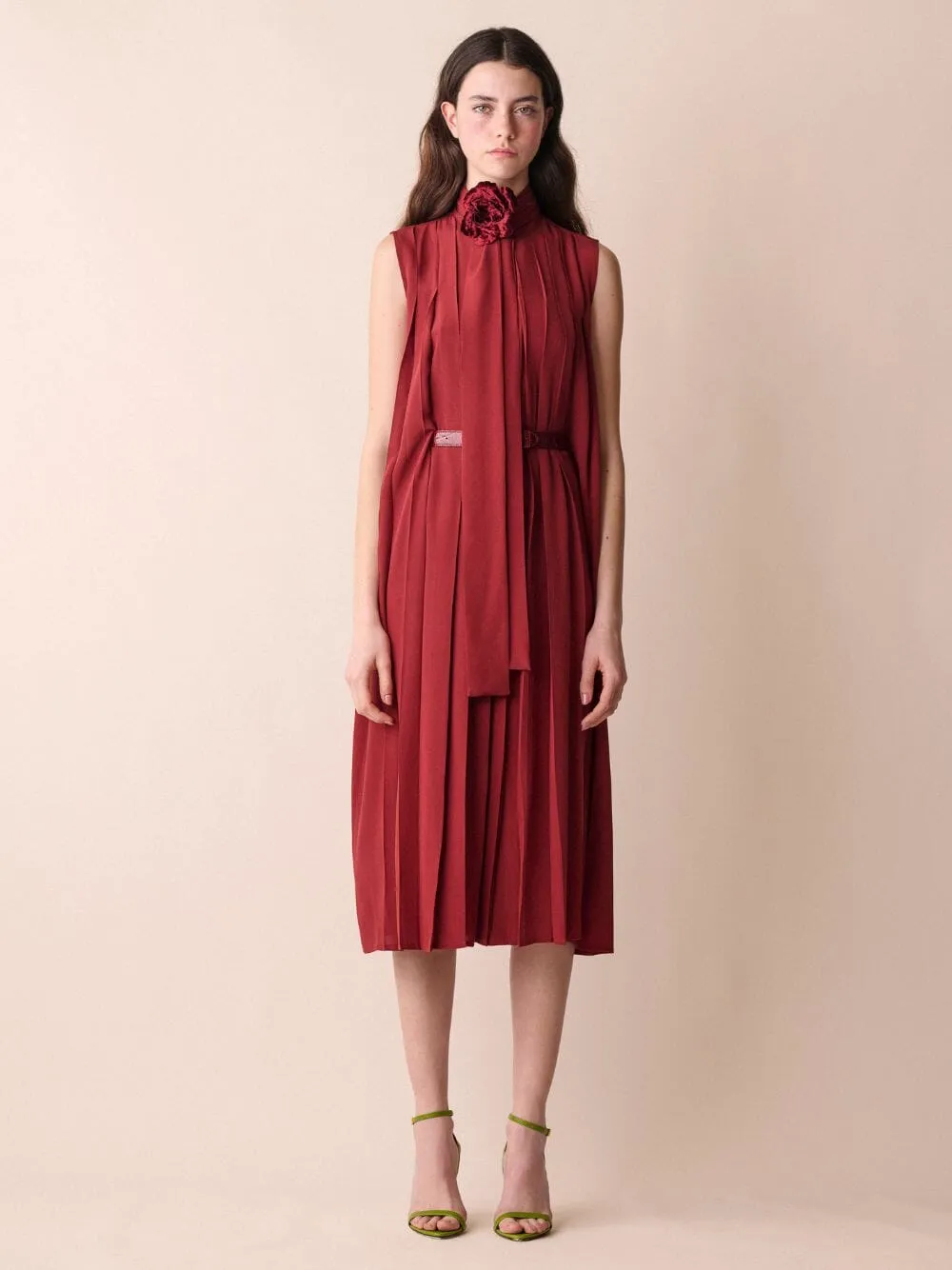 Aquarius Silk Cape Dress with Detachable Flower Broochvelvet sold by Fashion Clinic product image thumbnail 3
