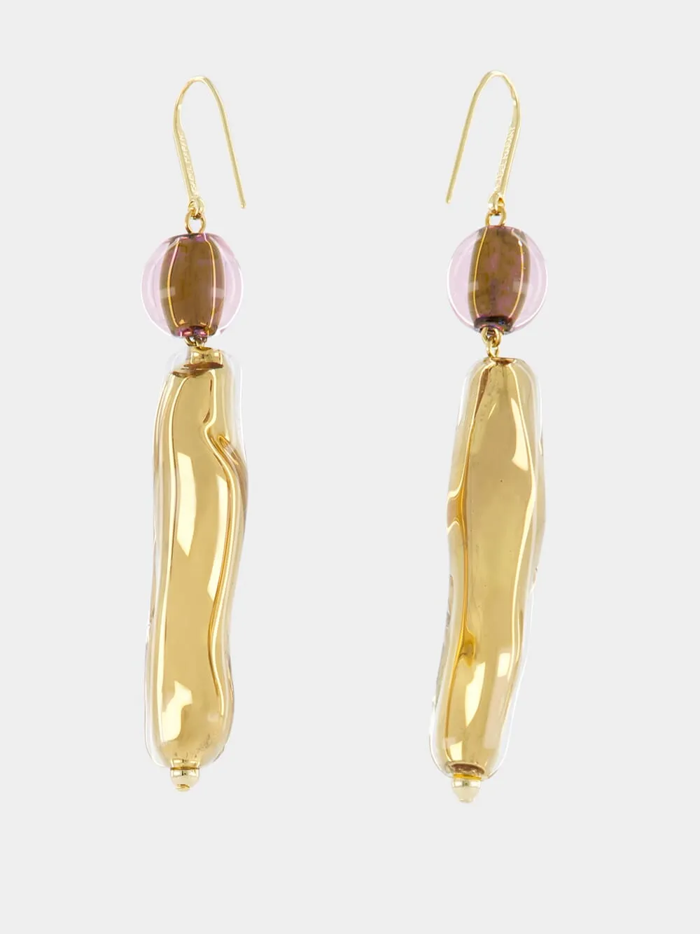 Sculpted Golden Drop Earrings sold by Fashion Clinic product image thumbnail 3