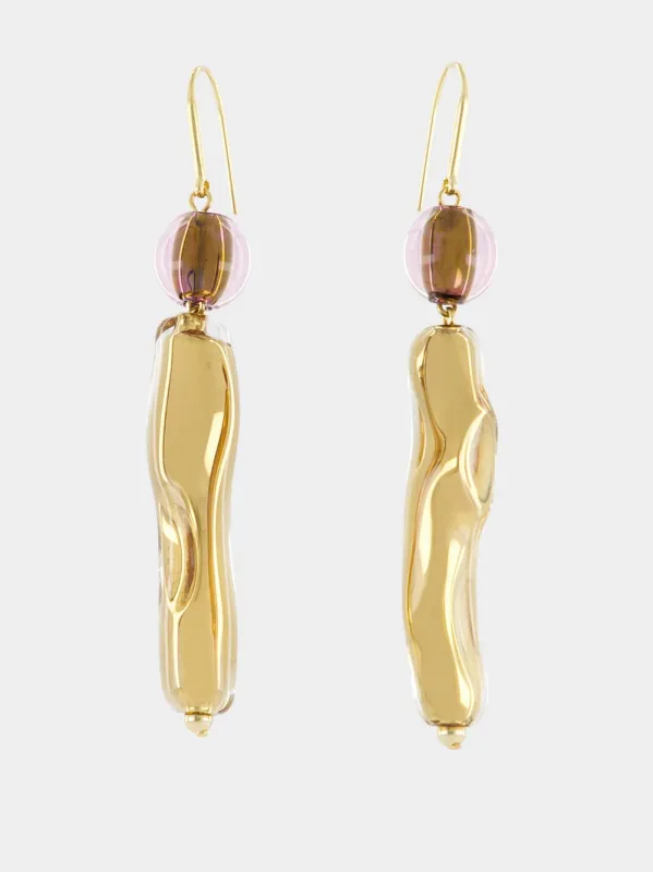 Sculpted Golden Drop Earrings sold by Fashion Clinic