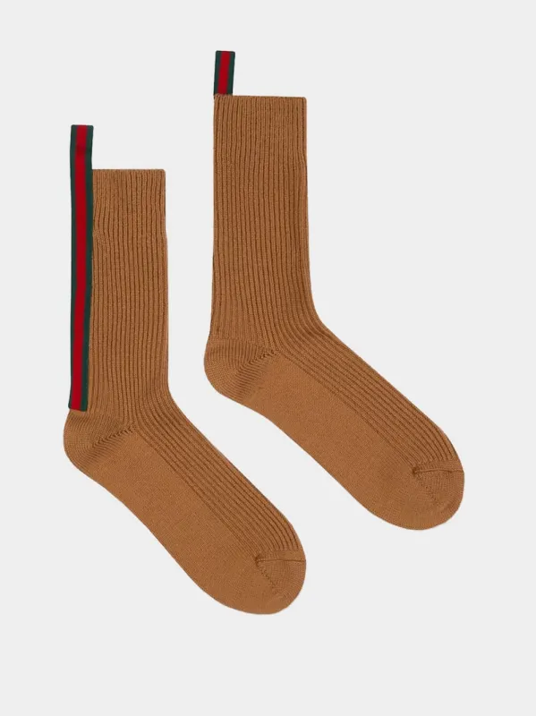 Web Stripe Wool Blend Socks sold by Fashion Clinic