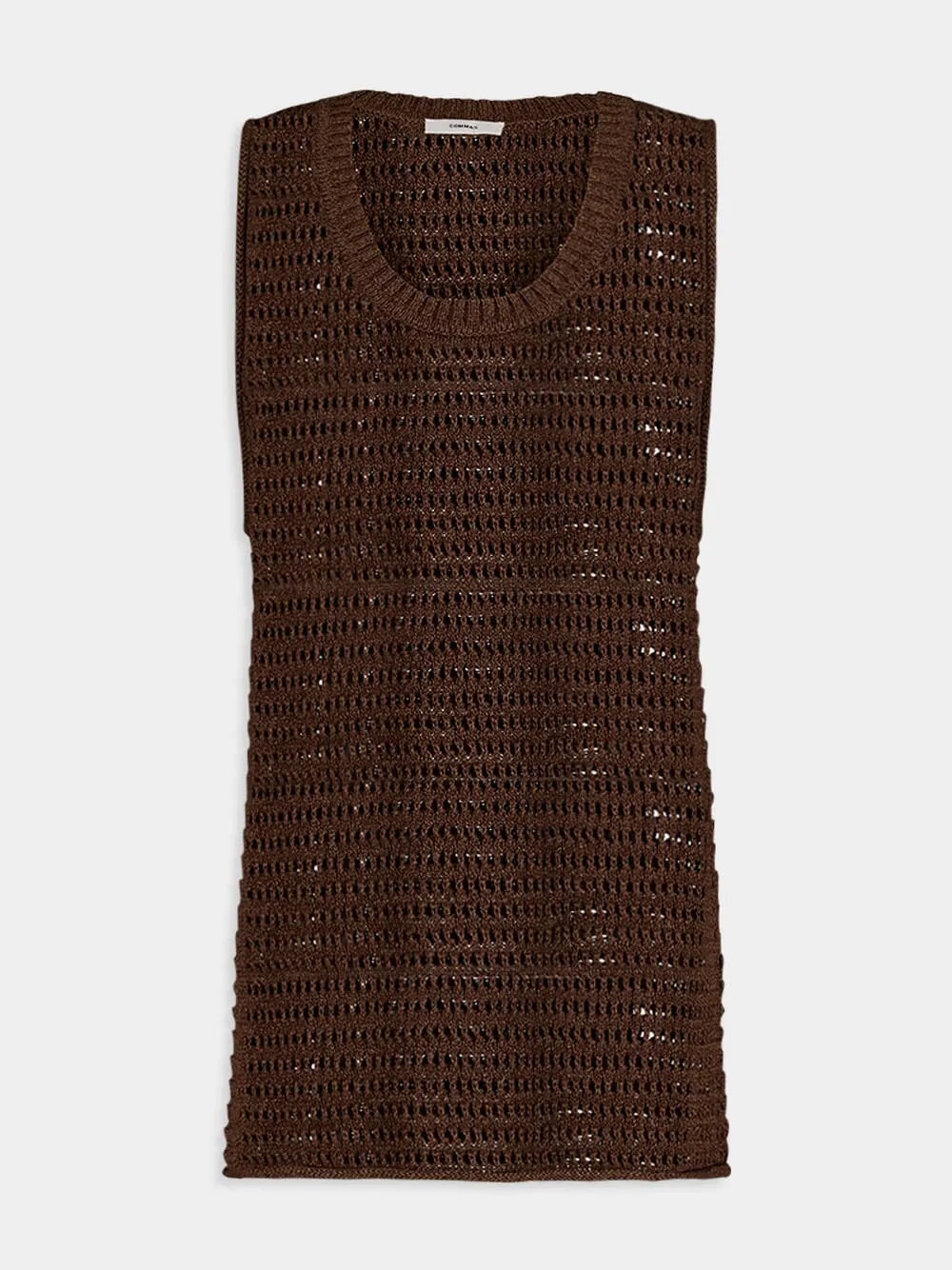 Open-Knit Brown Tank Top sold by Fashion Clinic