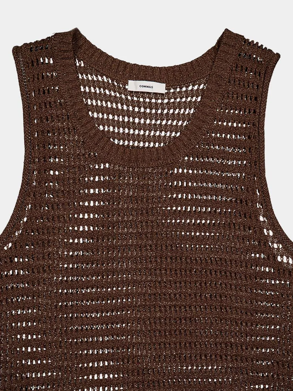 Open-Knit Brown Tank Top sold by Fashion Clinic product image thumbnail 3