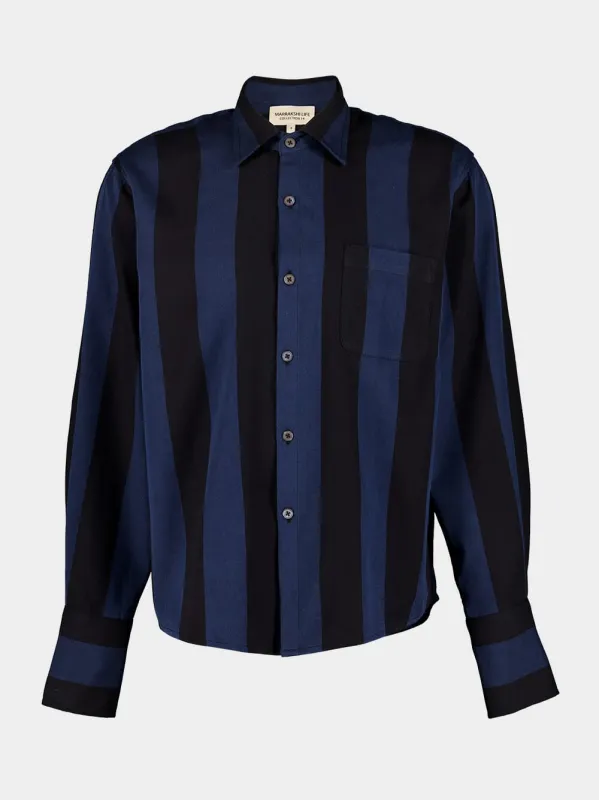 Navy Striped Silk Shirt sold by Fashion Clinic