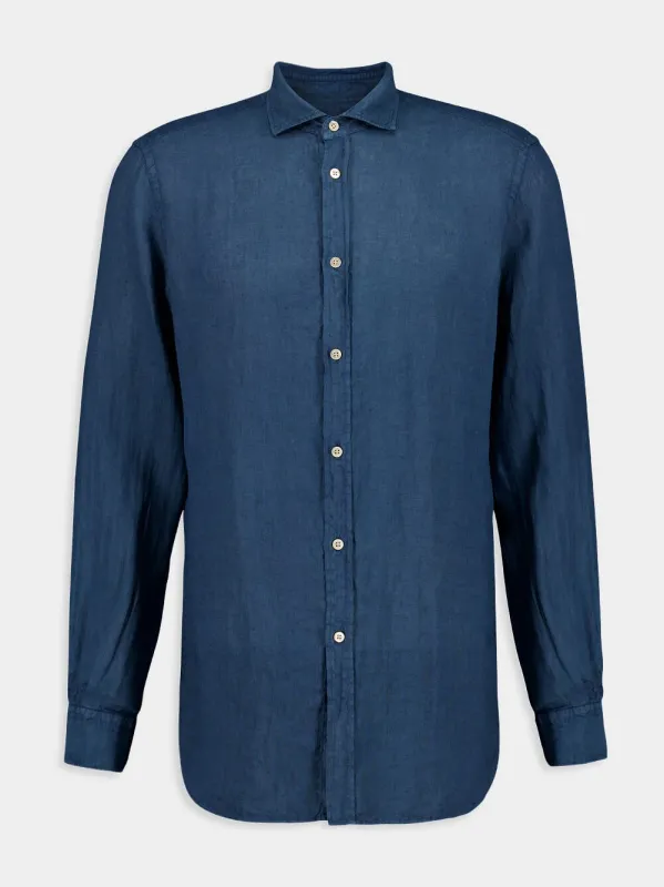 Blue Linen Shirt sold by Fashion Clinic