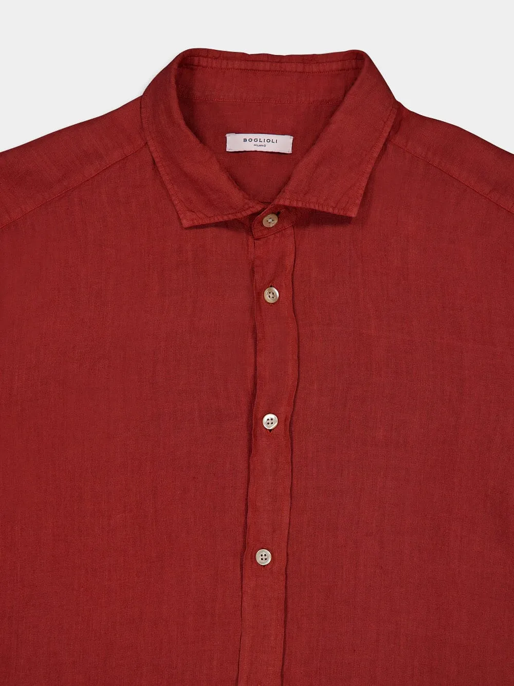 Rustic Red Linen Shirt sold by Fashion Clinic product image thumbnail 3