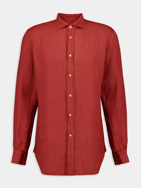 Rustic Red Linen Shirt sold by Fashion Clinic