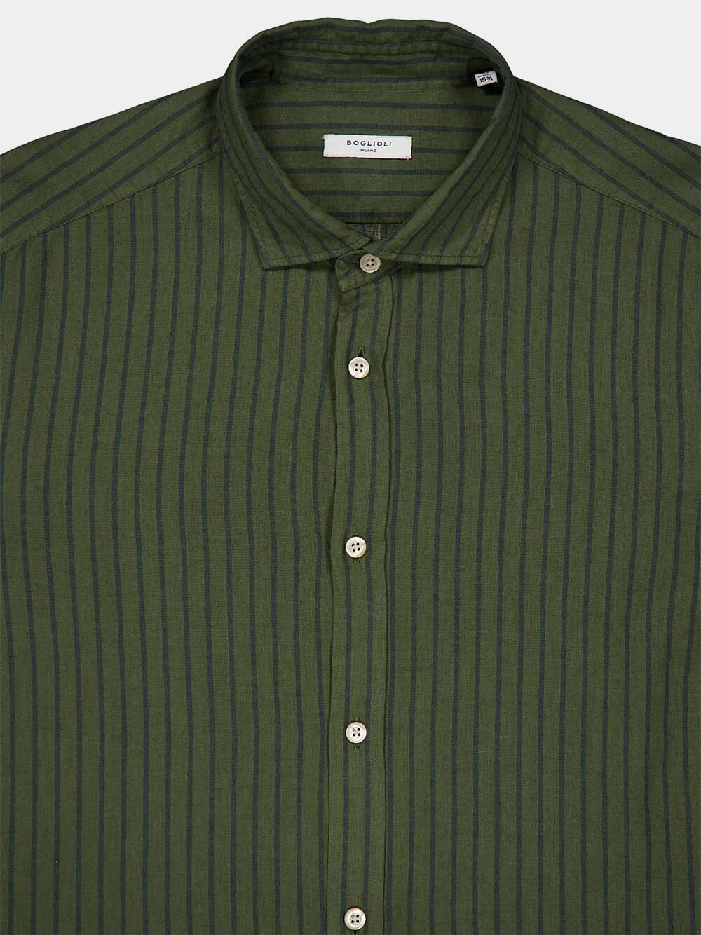 Green Striped Linen Shirt sold by Fashion Clinic product image thumbnail 3
