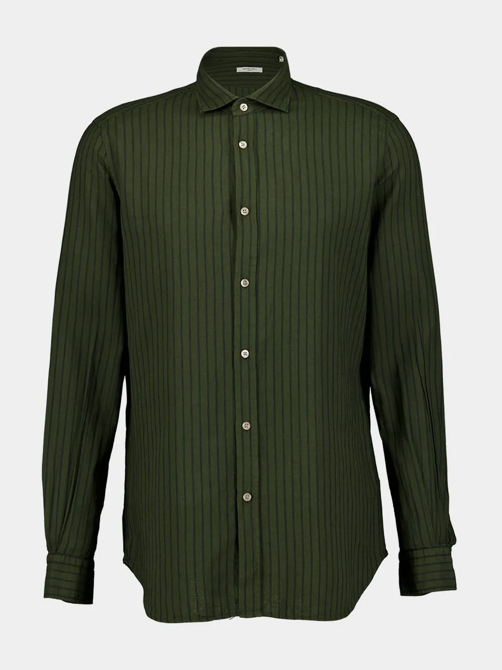 Green Striped Linen Shirt sold by Fashion Clinic