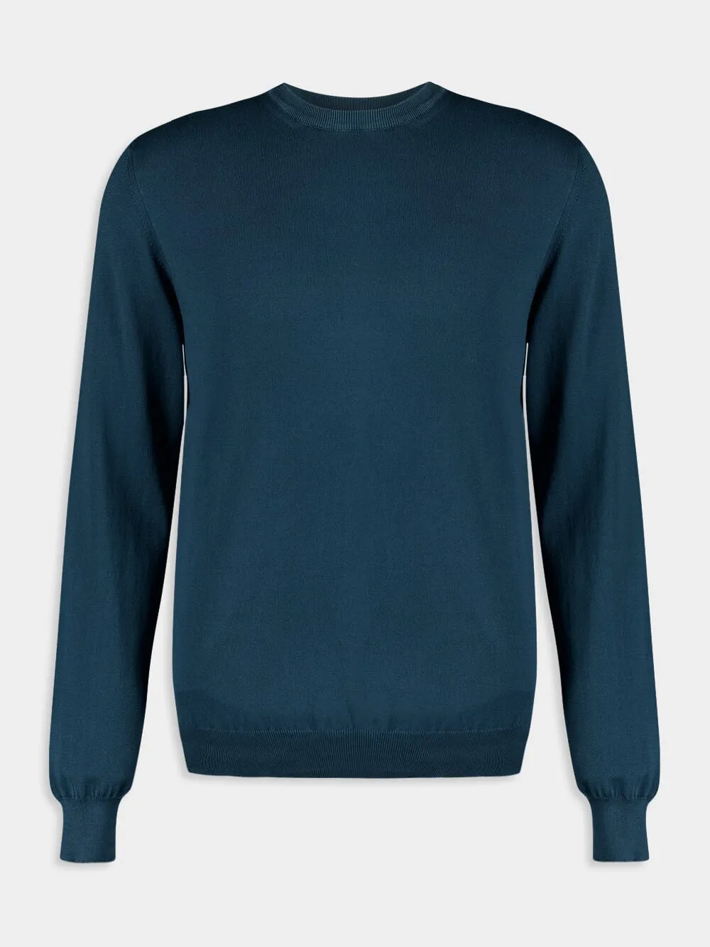 Blue Cotton Crew Neck Sweatshirt sold by Fashion Clinic