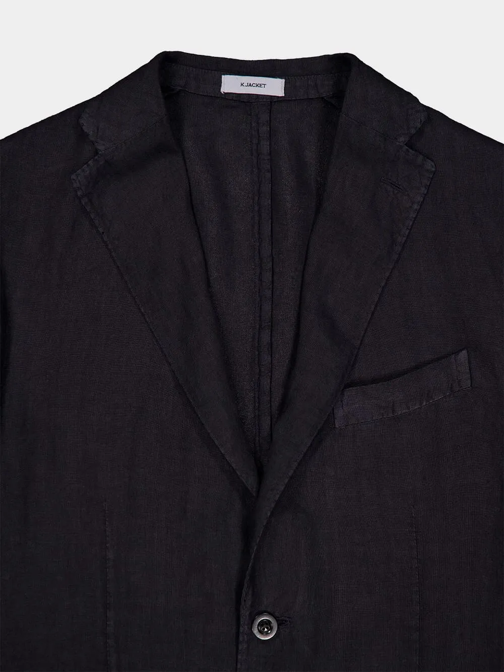 Navy Blue Linen Notch-Lapel Jacket sold by Fashion Clinic product image thumbnail 3