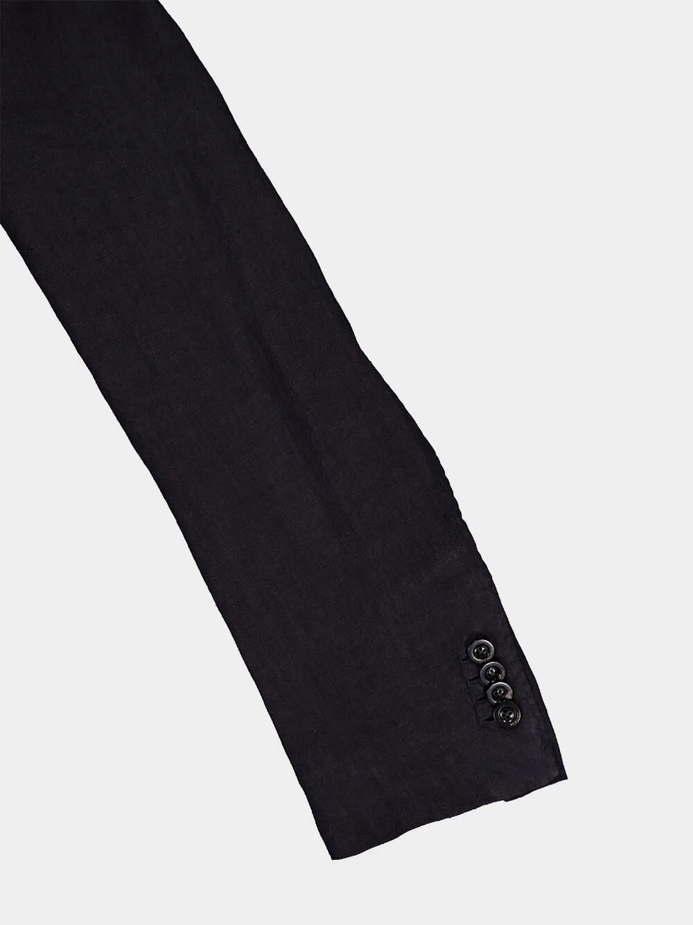 Navy Blue Linen Notch-Lapel Jacket sold by Fashion Clinic product image thumbnail 5