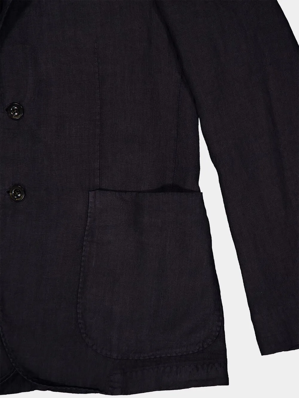 Navy Blue Linen Notch-Lapel Jacket sold by Fashion Clinic product image thumbnail 4
