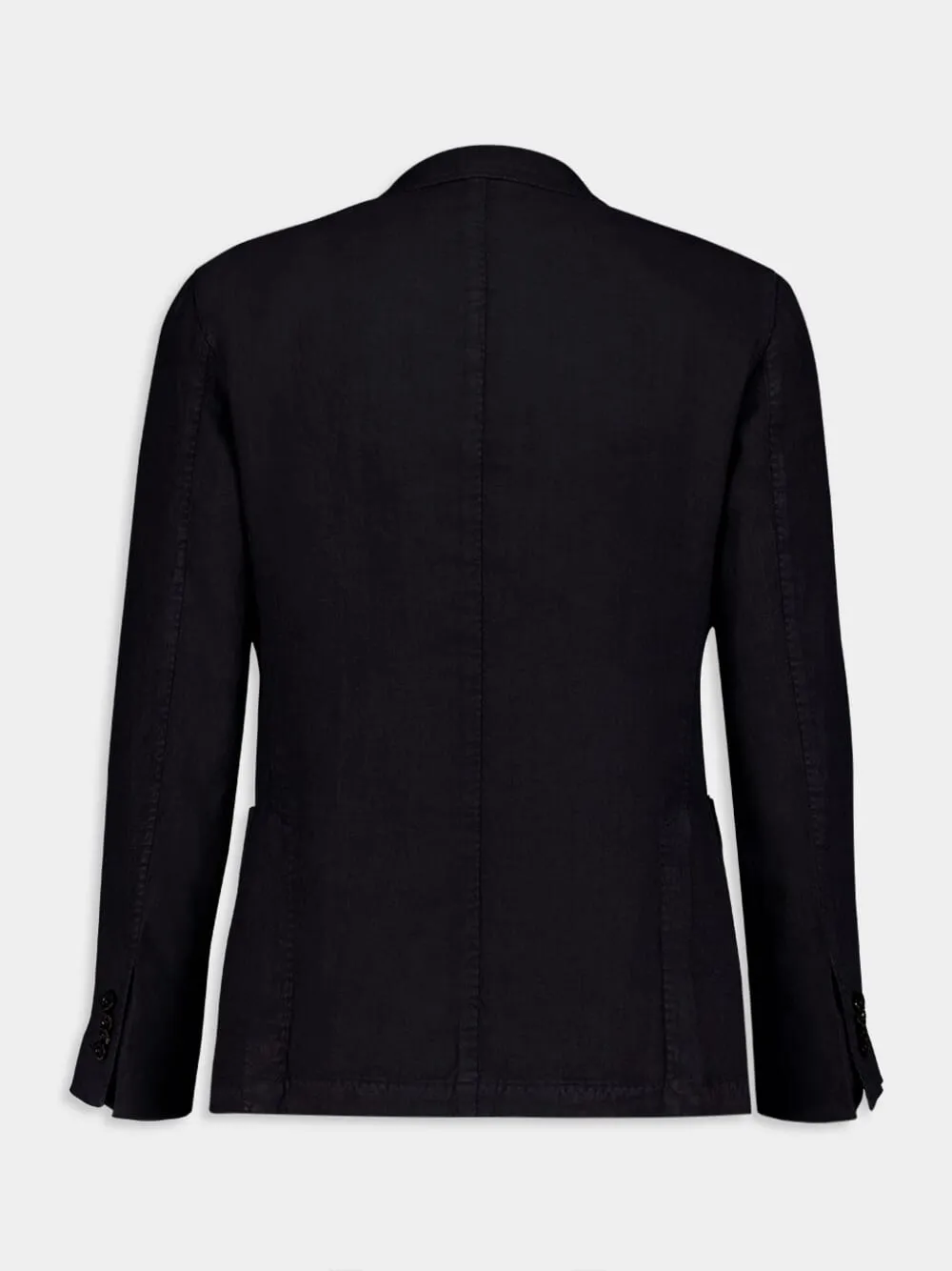 Navy Blue Linen Notch-Lapel Jacket sold by Fashion Clinic product image thumbnail 2