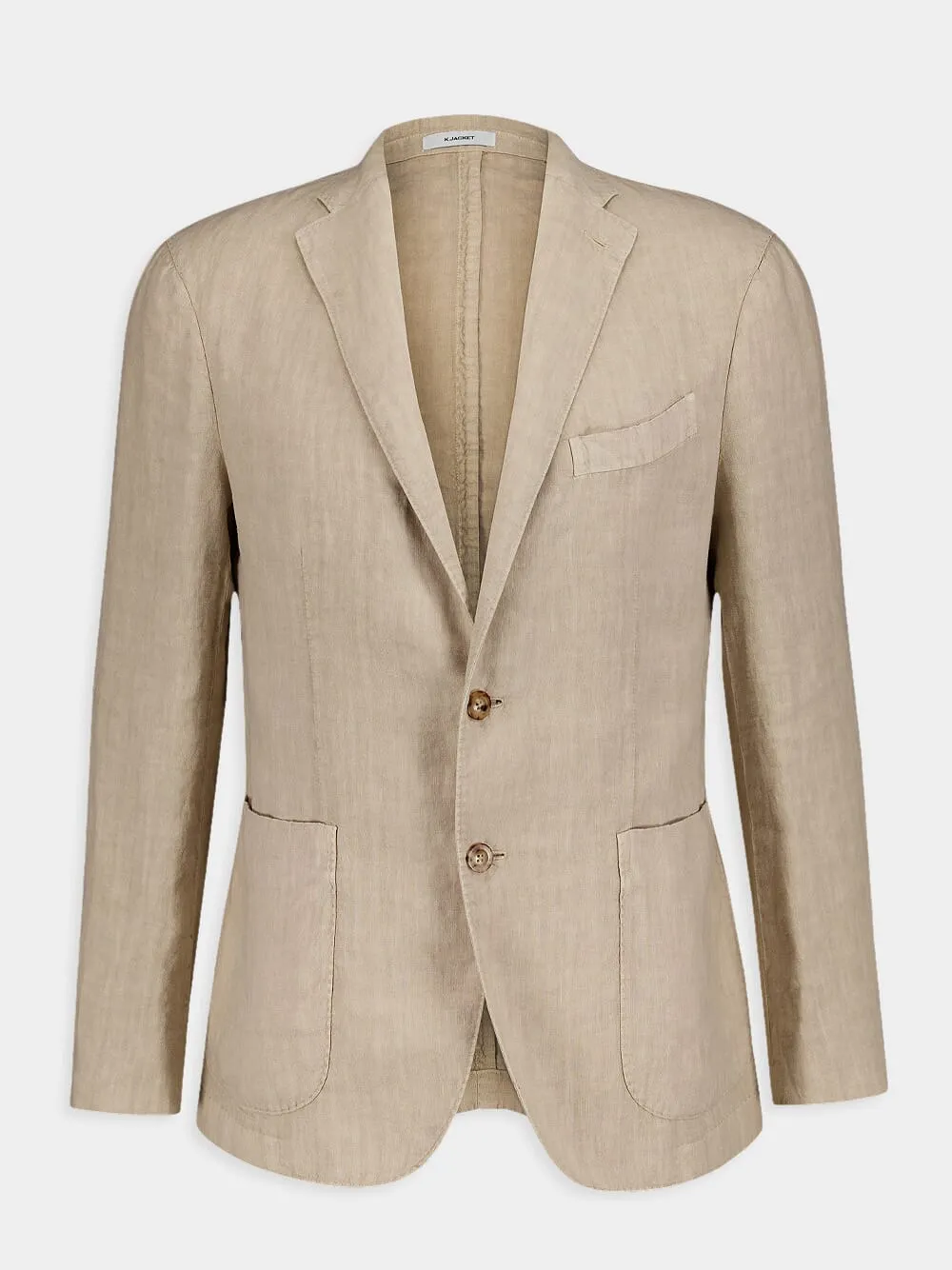 Beige Linen Notch-Lapel Jacket sold by Fashion Clinic