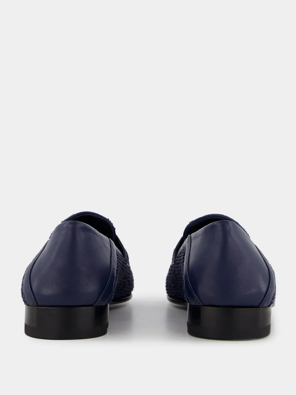 Padstow Navy Blue Raffia Penny Loafers sold by Fashion Clinic product image thumbnail 5