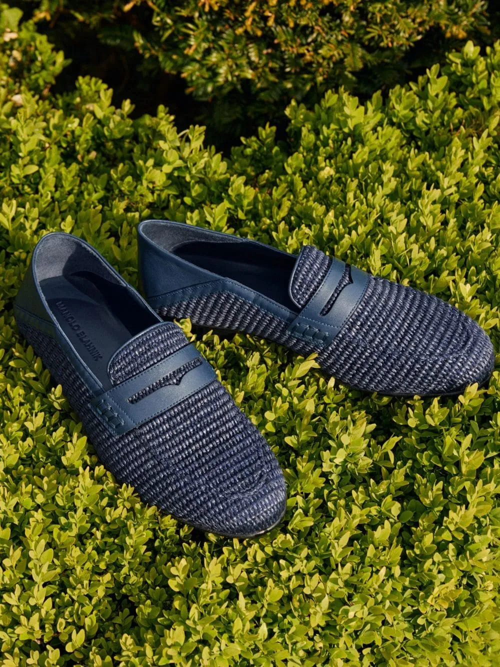 Padstow Navy Blue Raffia Penny Loafers sold by Fashion Clinic product image thumbnail 2