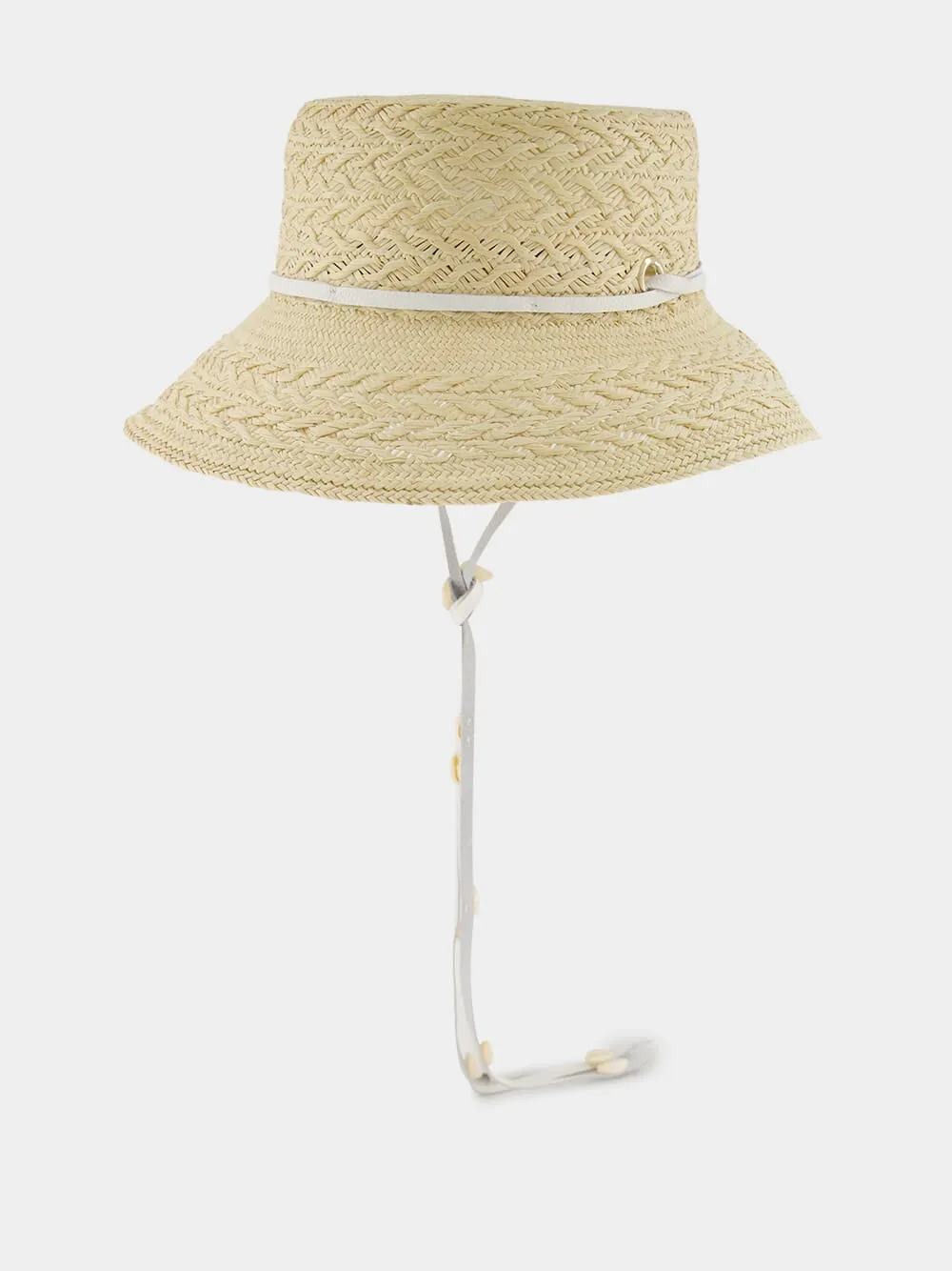 Texturized Straw Lampshade Hat with Leather Band sold by Fashion Clinic product image thumbnail 2