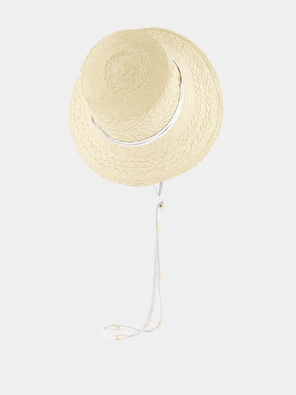 Texturized Straw Lampshade Hat with Leather Band sold by Fashion Clinic product image thumbnail 4
